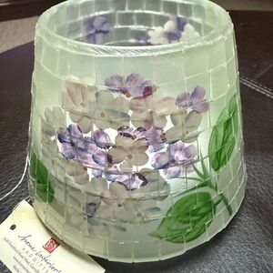 Floral Mosaic Glass Candle Shade for Jar Candles